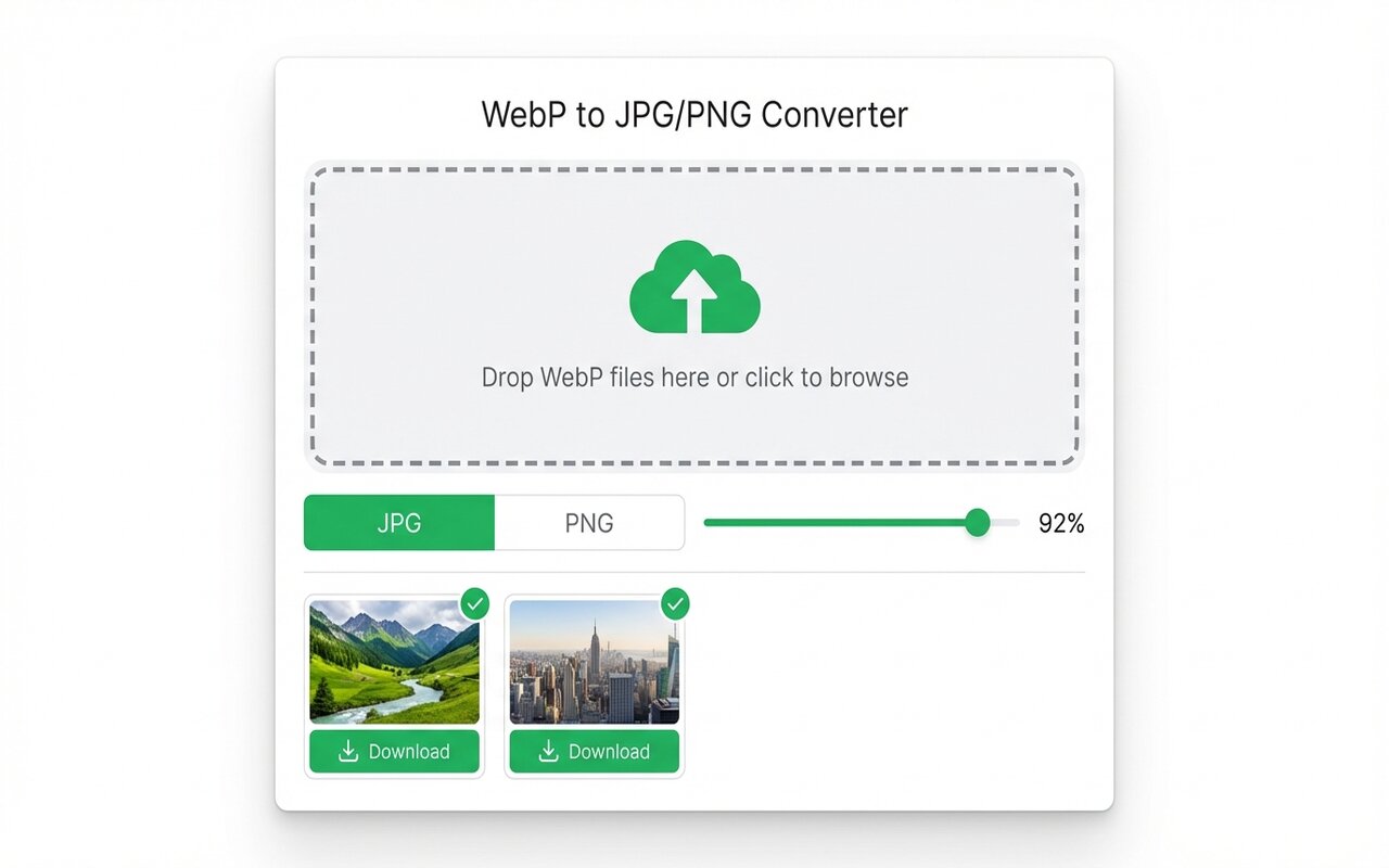 WebP to JPG, drop a WebP file and get a JPG instantly